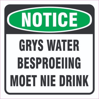 Grys Water Besproeiing Sign - 190x190mm